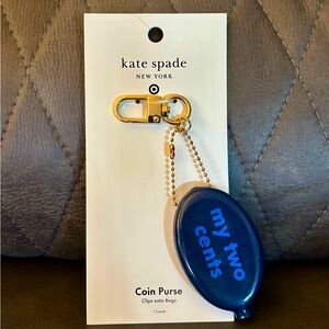 Kate Spade x Target “my two cents” retro blue coin purse charm/key chain